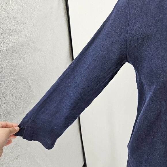 Lilly Pulitzer Amelia Island Tunic Top True Navy Women's XS Linen Fringe Preppy - Picture 5 of 13